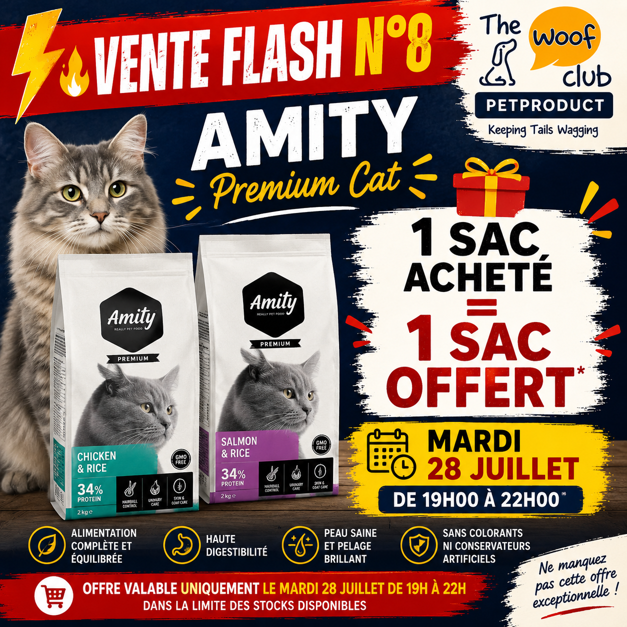 VENTE FLASH N°8 – AMITY PREMIUM CAT 🎉 1 sac acheté = 1 sac OFFERT !